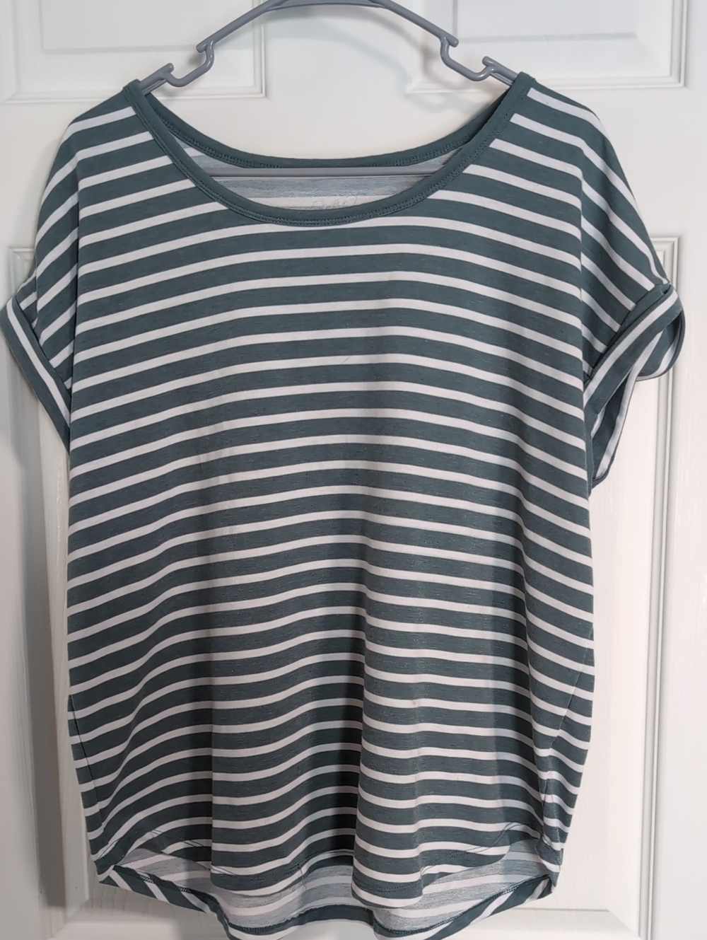 Maurices Teal & White Striped Short Sleeve Tee
